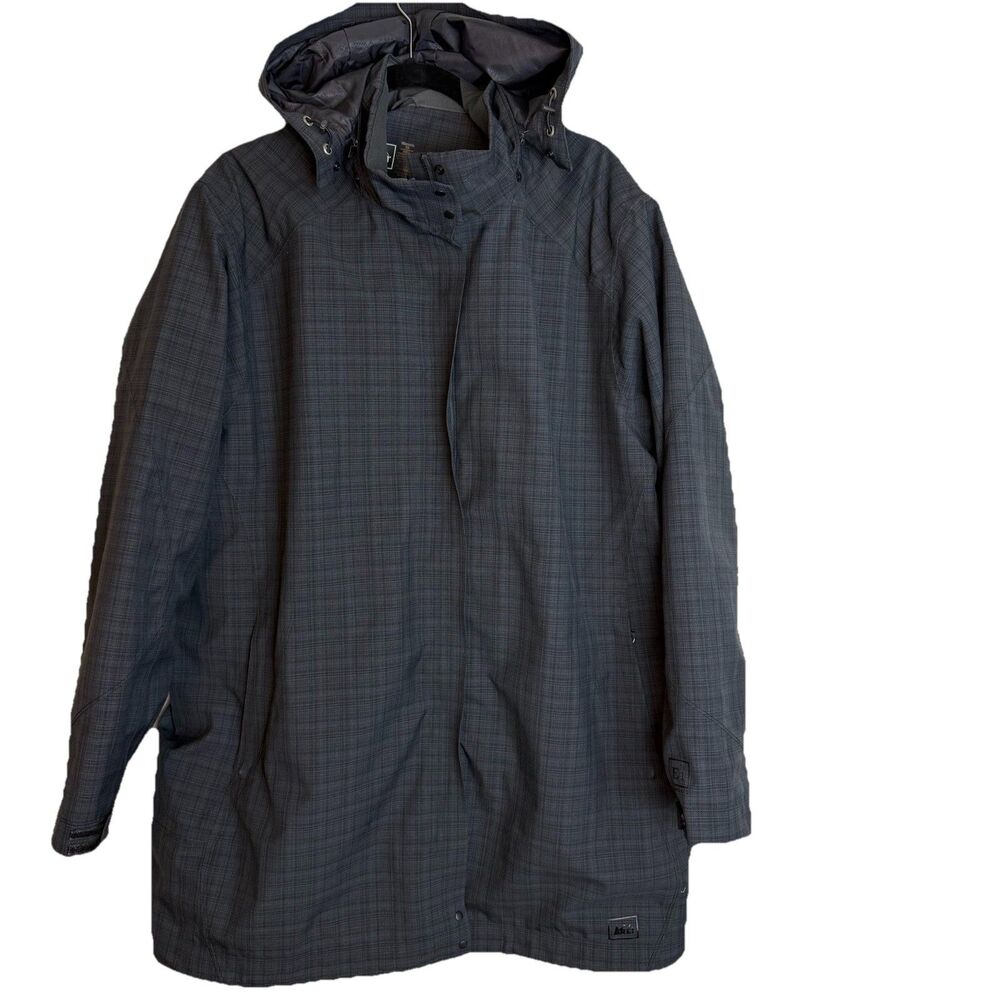 REI Women’s Lightweight Neutral Plaid Jacket E1 Elements Hooded Size 3X